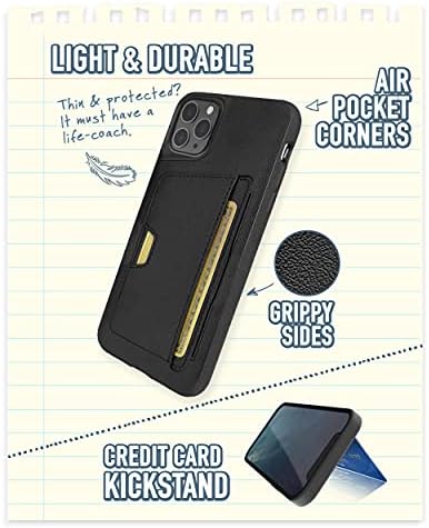 חכם אייפון 11 פרו מקס ארנק מקרה-ארנק סלייר כרך. 2 [רגלית מגן דקה] בעל כרטיס אשראי-פרשת עניבה שחורה